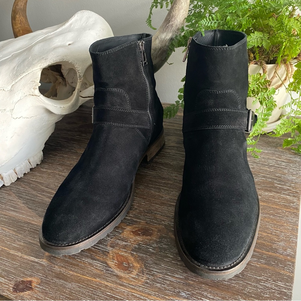 Belstaff Trialmaster Black Suede Moto Engineer Zip Up Boots Italian Mens EU 44 - Picture 7 of 13